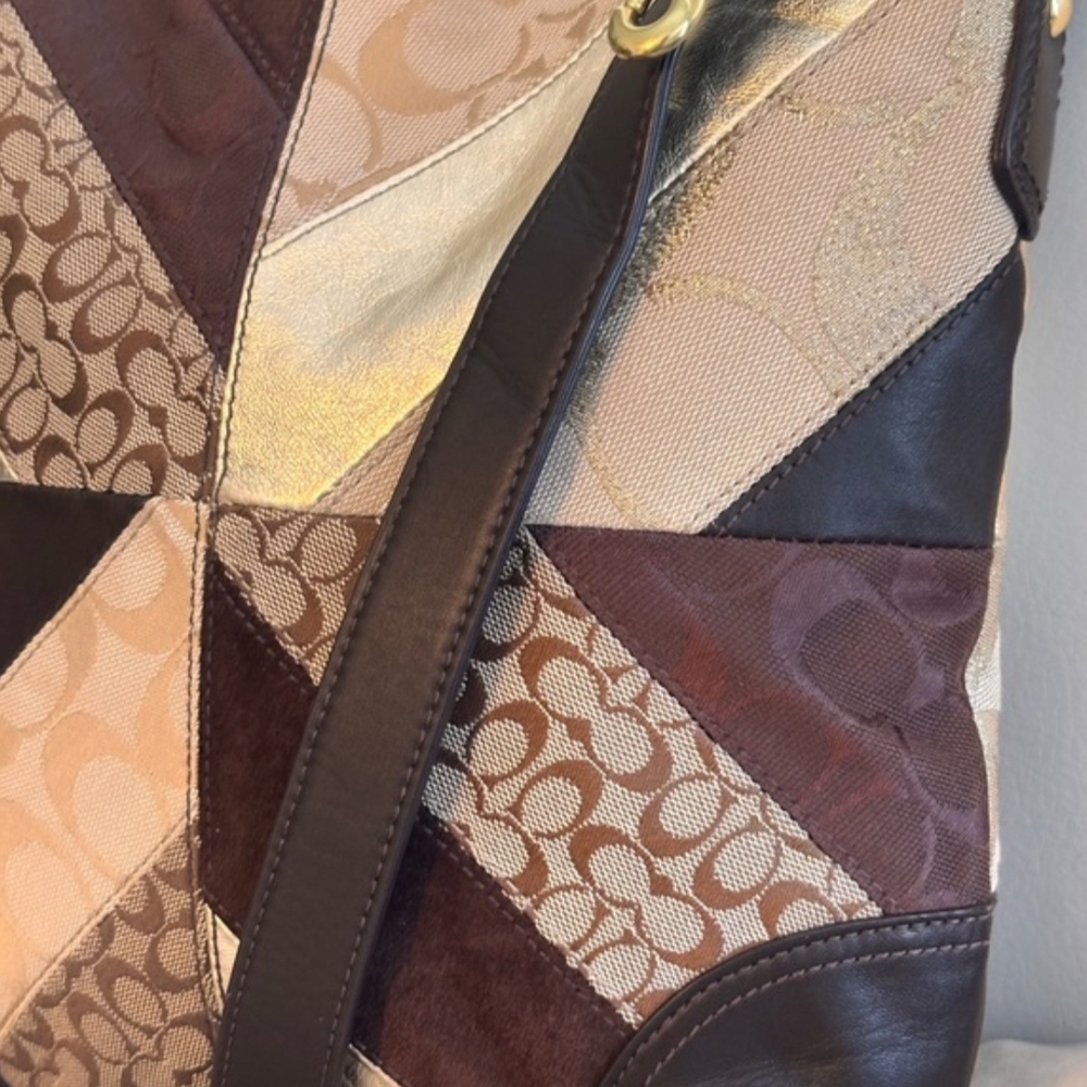 Coach Chevron Suede Multicolor Patchwork Shoulder… - image 5